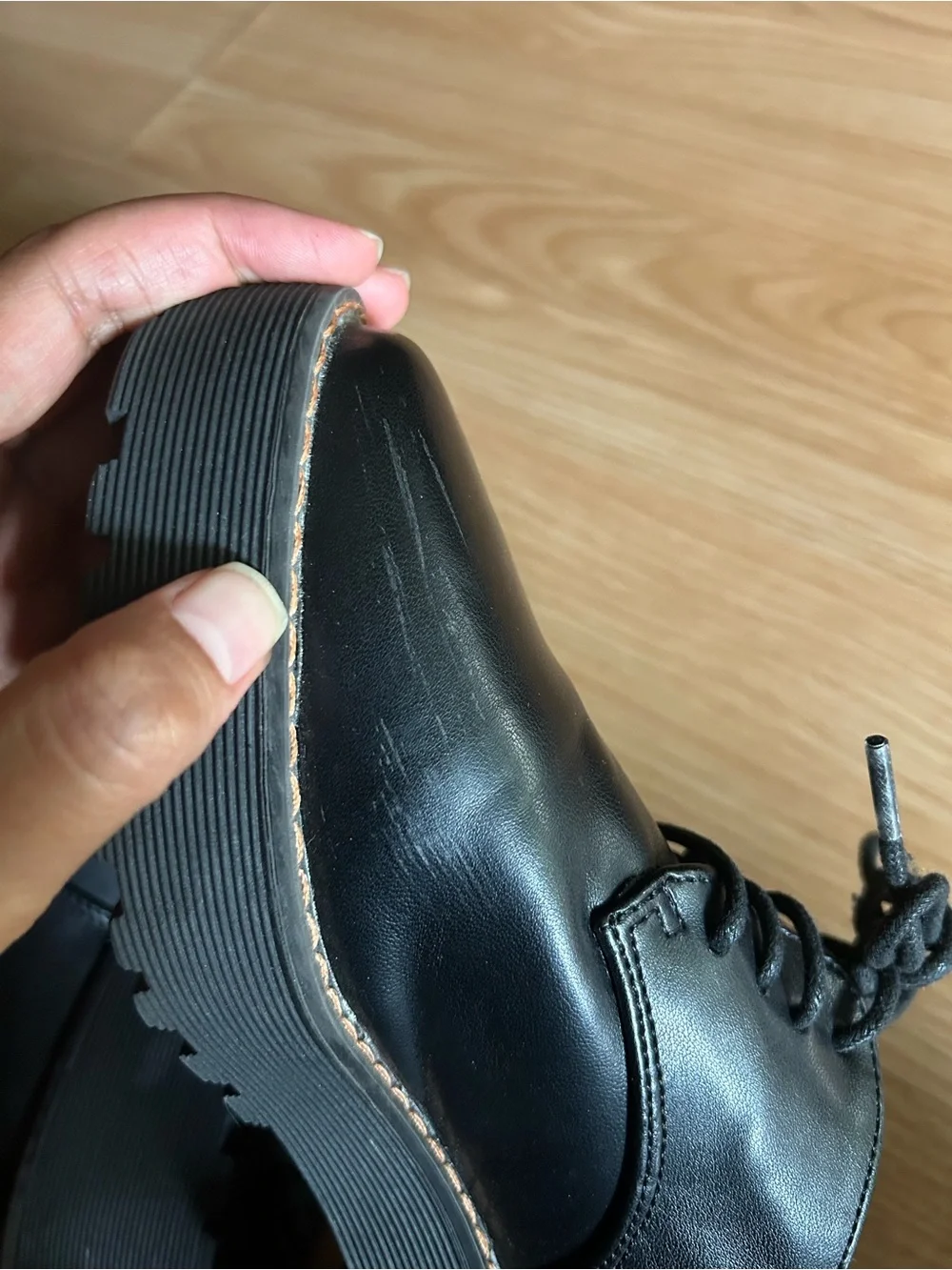 French Connection Amanda Black Vegan Leather Platform Sole Shoes Size 6.5